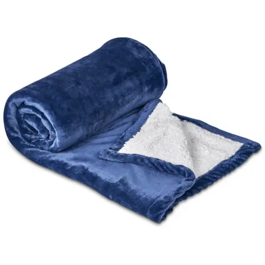 Serendipio Glacial Sherpa Fleece Blanket Navy